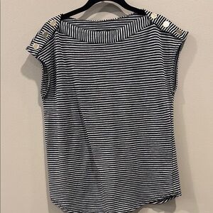 Navy Striped Women's Top